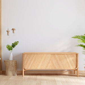 wood sideboard living room interior with copy space